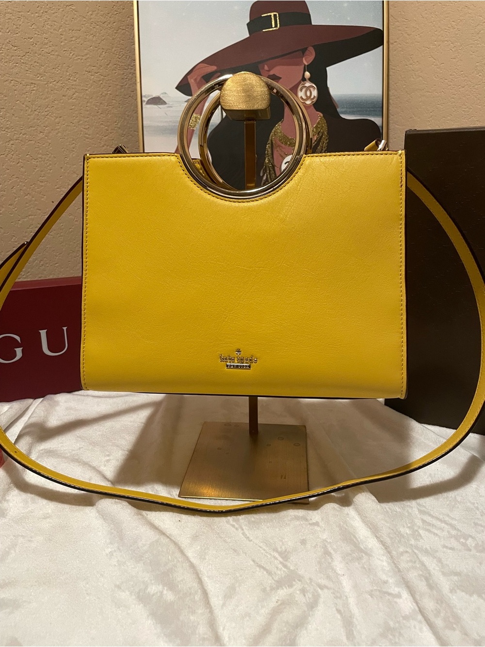 Kate Spade 25th Anniversary Primrose Yellow Satchel w/ Gold Metal Handle